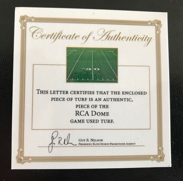 Peyton Manning Game Used Turf- Indianapolis Colts- RCA Dome- Awesome Indianapolis Colts Gift!