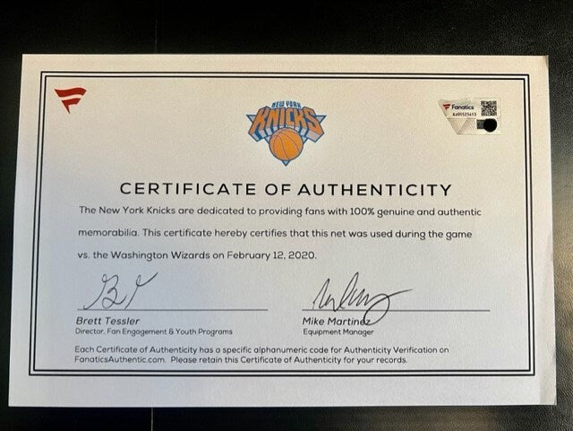 Washington Wizards Game Used piece of Net from actual NBA game