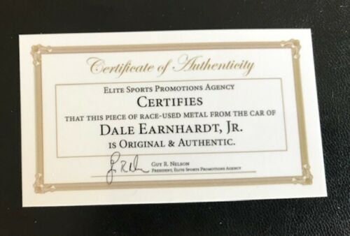 Dale Earnhardt Jr Race Used Metal Car Piece from NASCAR Race- Best NASCAR GIFT ever!