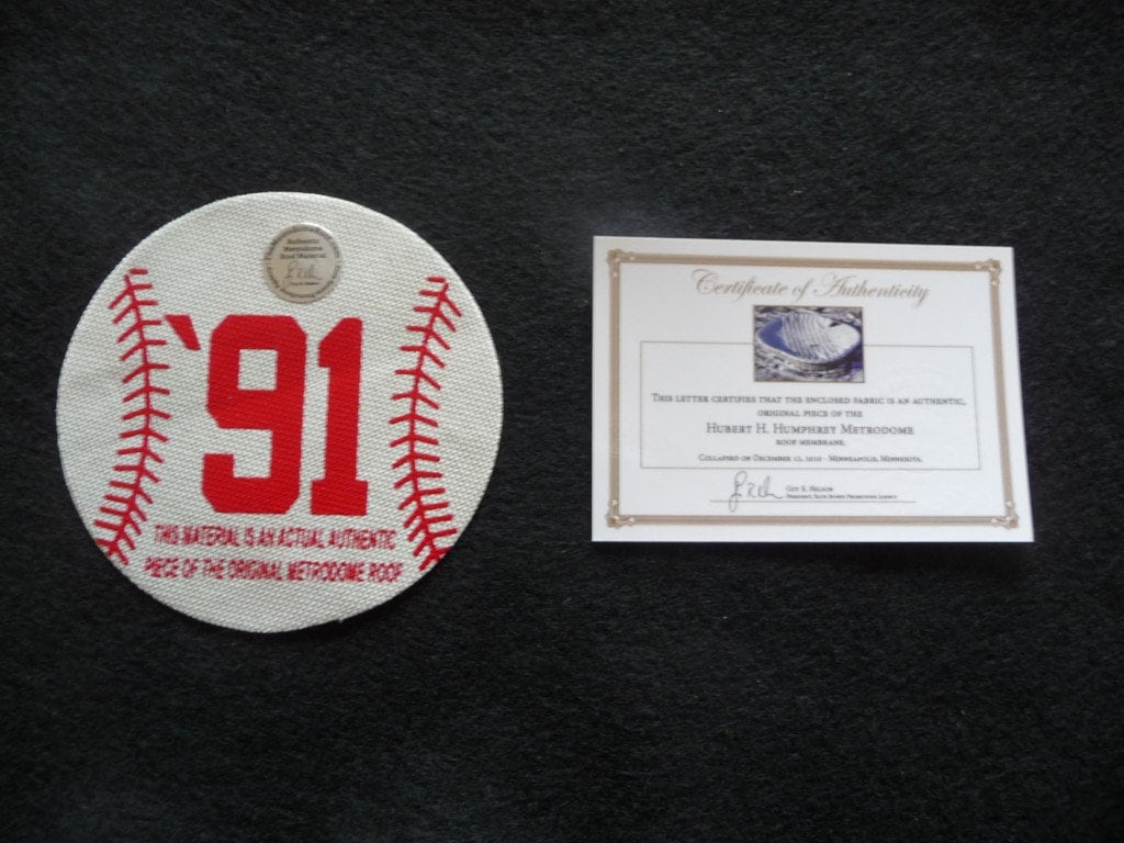 1991 World Series Baseball Cutout from Metrodome Roof- Minnesota Twins