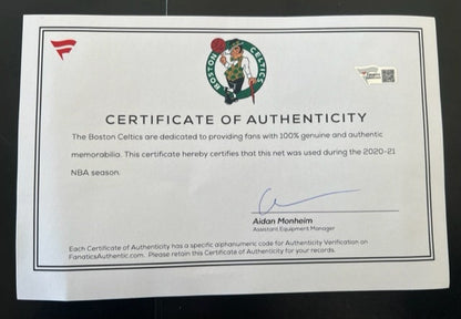 Boston Celtics Game Used Net Piece in Case with COA- 2020-2021 -Jayson Tatum- NBA- Great Boston Celtics Gift!