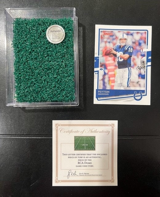 Peyton Manning Game Used Turf- Indianapolis Colts- RCA Dome- Awesome Indianapolis Colts Gift!