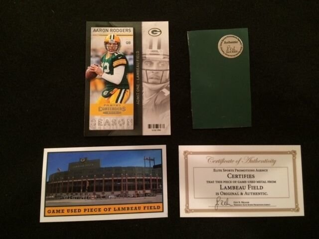 Aaron Rodgers Game Used piece of Lambeau Field- Actual Piece of Vintage Stadium Wall!